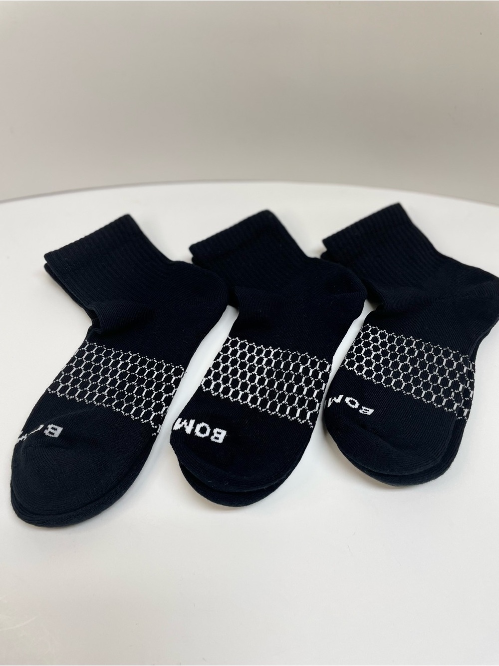Bombas Black Athletic Ankle Socks with White Honeycomb Detail - 3 Pack